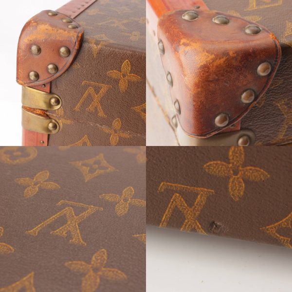 re lou ca u 00006 7 Louis Vuitton Hand Painted Monogram Handwritten Vintage Trunk Attache Case Brown