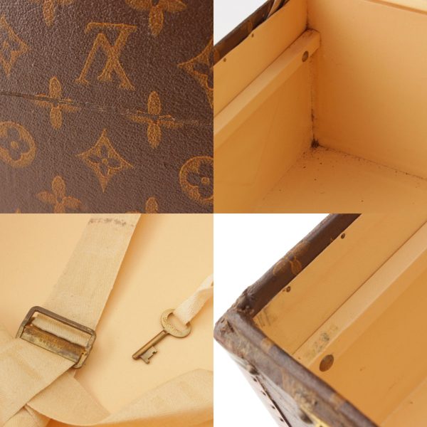 re lou ca u 00006 8 Louis Vuitton Hand Painted Monogram Handwritten Vintage Trunk Attache Case Brown