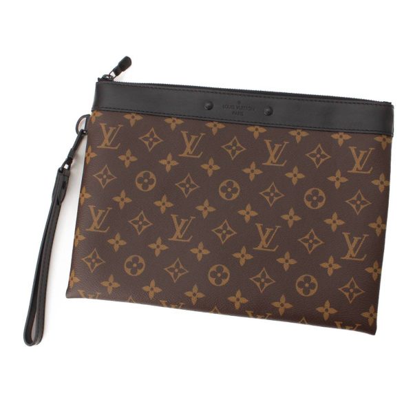 re lou cl m 00003 Louis Vuitton Monogram Macassar Pochette to Go Clutch Shoulder Bag M82079 Brown