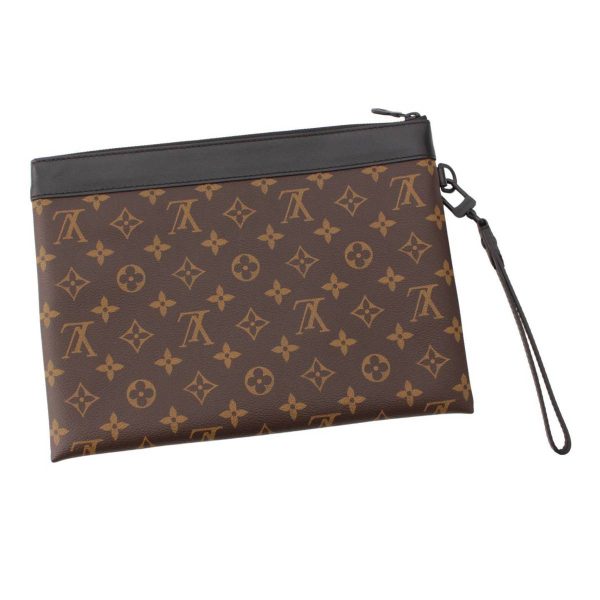 re lou cl m 00003 1 Louis Vuitton Monogram Macassar Pochette to Go Clutch Shoulder Bag M82079 Brown