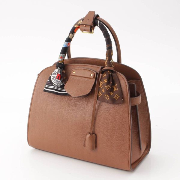 re lou ha w 00379 1 Louis Vuitton Neo Steamer PM Automarokinuri Taurillon Handbag with Scarf Brown