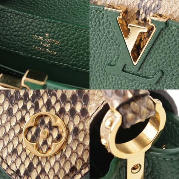 re lou ha w 00380 6 Louis Vuitton Capucines MINI Taurillon leather x python 2way handbag N97075 Green