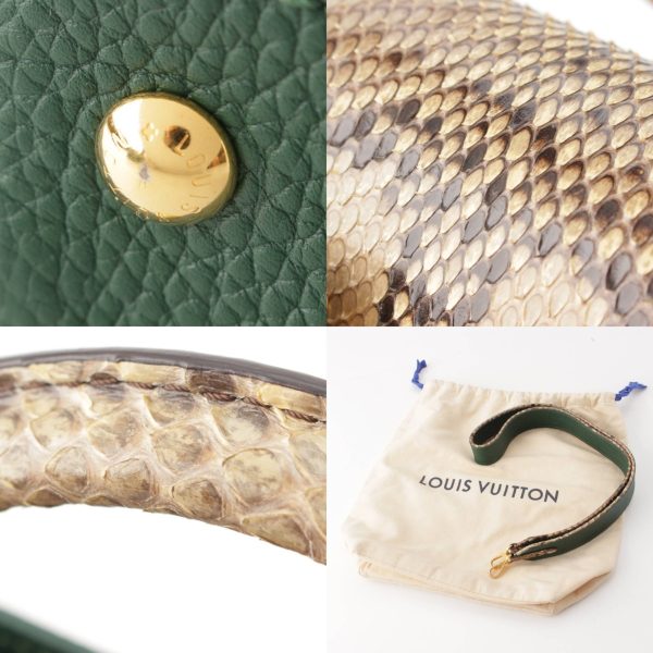 re lou ha w 00380 7 Louis Vuitton Capucines MINI Taurillon leather x python 2way handbag N97075 Green