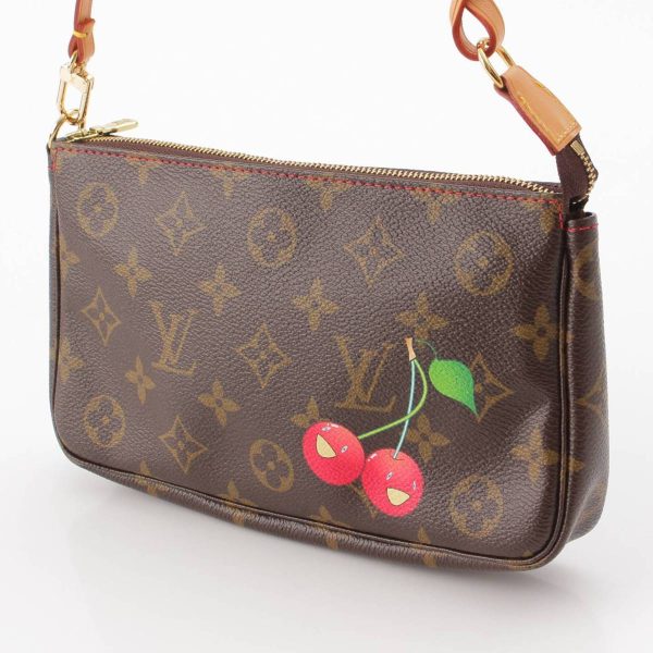 re lou ha w 00385 1 Louis Vuitton Monogram Cherry Pochette Accessoire Pouch Brown