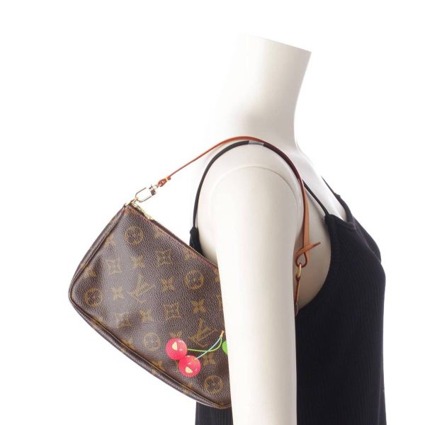 re lou ha w 00385 8 Louis Vuitton Monogram Cherry Pochette Accessoire Pouch Brown