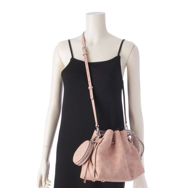 re lou ha w 00388 9 Louis Vuitton Mahina Bella Drawstring Shoulder Bag Pink