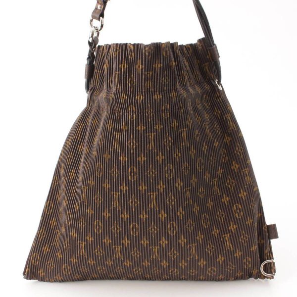 re lou sh w 00357 3 Louis Vuitton Explorer MM Drawstring Pleated Shoulder Bag Brown