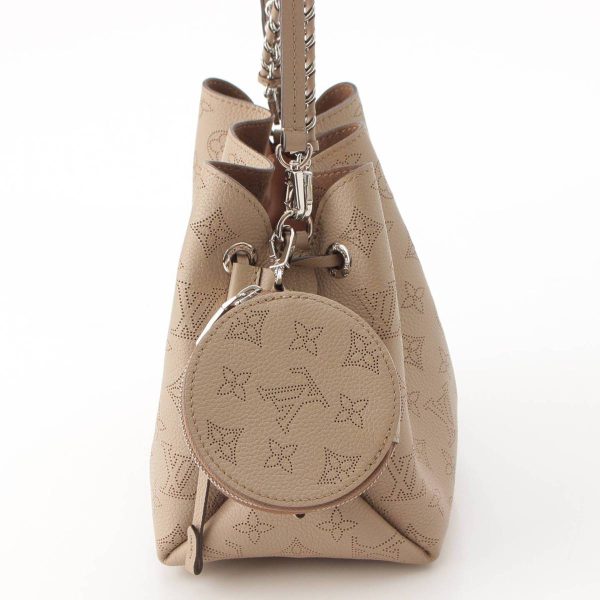 re lou sh w 00360 1 Louis Vuitton Mahina Bella Drawstring Chain Bag M57201 Beige