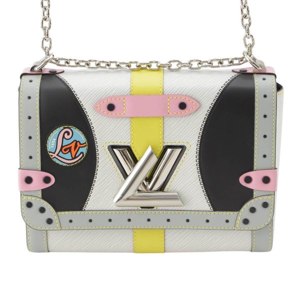 re lou sh w 00370 Louis Vuitton Epi Twist MM Leather Chain Shoulder Bag White