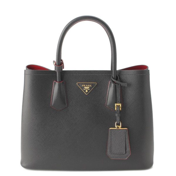 re pra ha w 00198 Prada Saffiano Cuir Dubre 2way Handbag Black