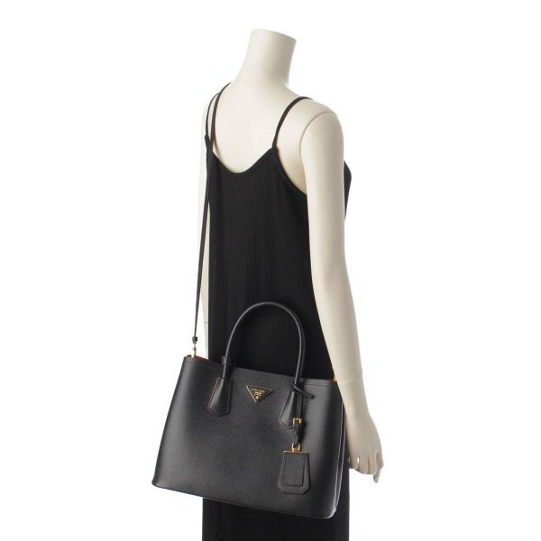 re pra ha w 00198 9 Prada Saffiano Cuir Dubre 2way Handbag Black