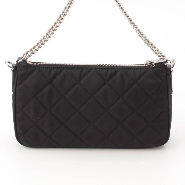 re pra ha w 00202 3 Prada Triangular Plate Tesuto Impuntu 2WAY Chain Black