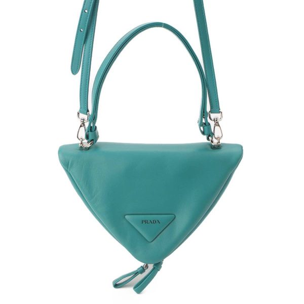 re pra ha w 00204 Prada Triangle 2way Nappa Leather PAVONE Turquoise Blue