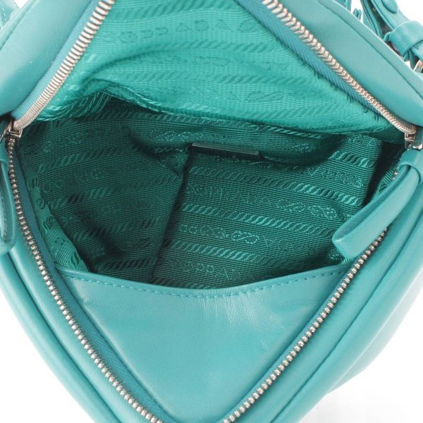 re pra ha w 00204 5 Prada Triangle 2way Nappa Leather PAVONE Turquoise Blue