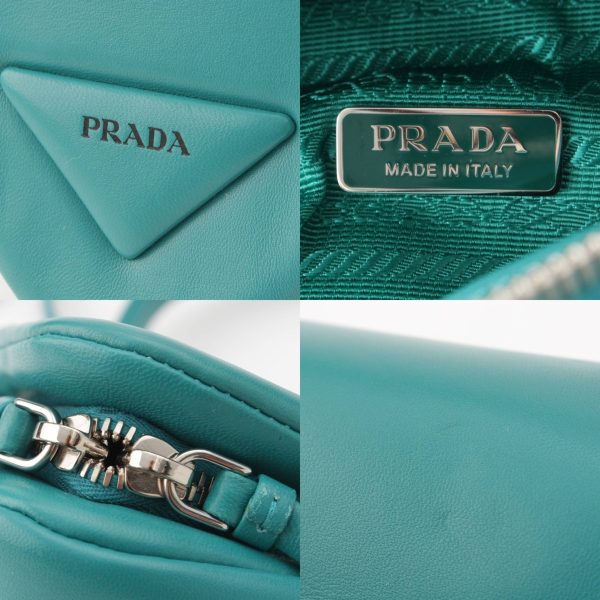 re pra ha w 00204 6 Prada Triangle 2way Nappa Leather PAVONE Turquoise Blue