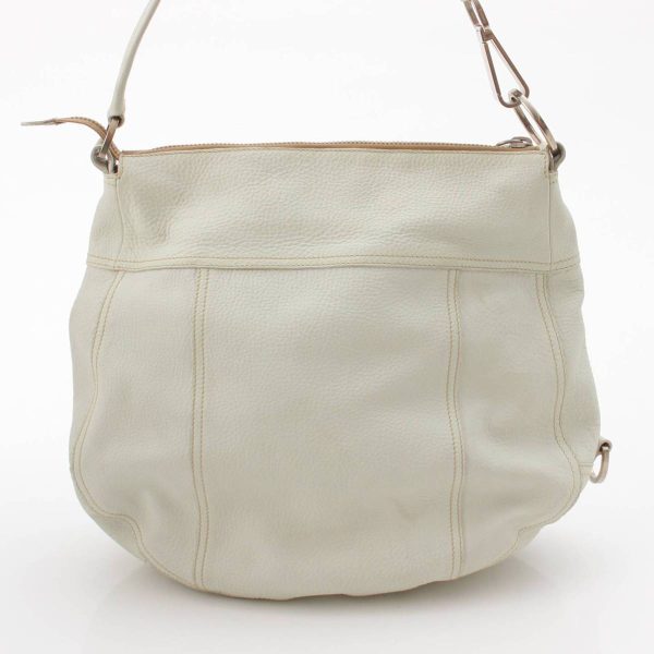 re pra ha w 00211 3 Prada Double Stitch Leather Handbag One Shoulder Bag White