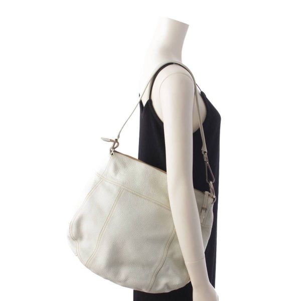 re pra ha w 00211 9 Prada Double Stitch Leather Handbag One Shoulder Bag White