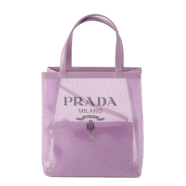 re pra ha w 00213 Prada Sequin Mesh Small Shopping Handbag Purple