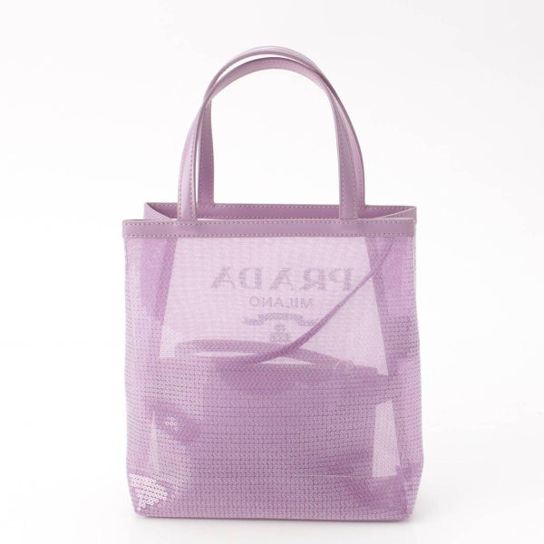 re pra ha w 00213 2 Prada Sequin Mesh Small Shopping Handbag Purple