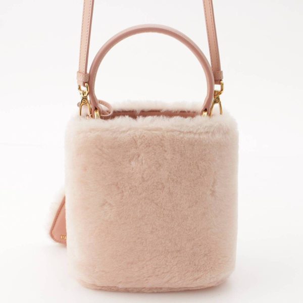 re pra ha w 00215 3 Prada Pannier Triangle Shearling Mini 2way Handbag Pink