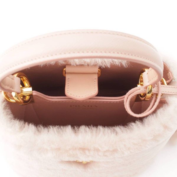 re pra ha w 00215 5 Prada Pannier Triangle Shearling Mini 2way Handbag Pink