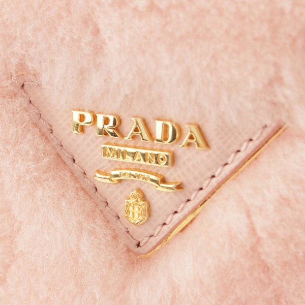 re pra ha w 00215 6 Prada Pannier Triangle Shearling Mini 2way Handbag Pink