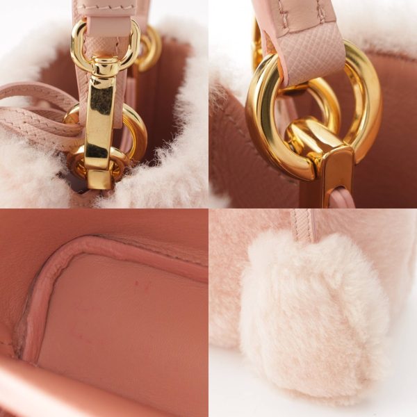 re pra ha w 00215 8 Prada Pannier Triangle Shearling Mini 2way Handbag Pink