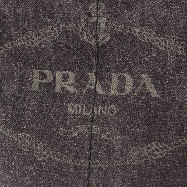 re pra ha w 00216 6 Prada Logo Canapa Cotton Denim Tote Handbag Black