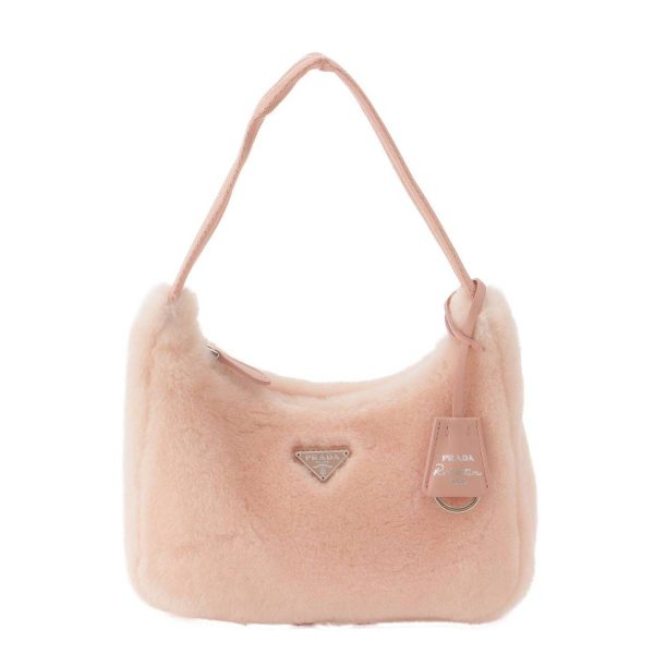 re pra ha w 00217 Prada Mouton Triangle Logo Mini Shoulder Bag Handbag Pink