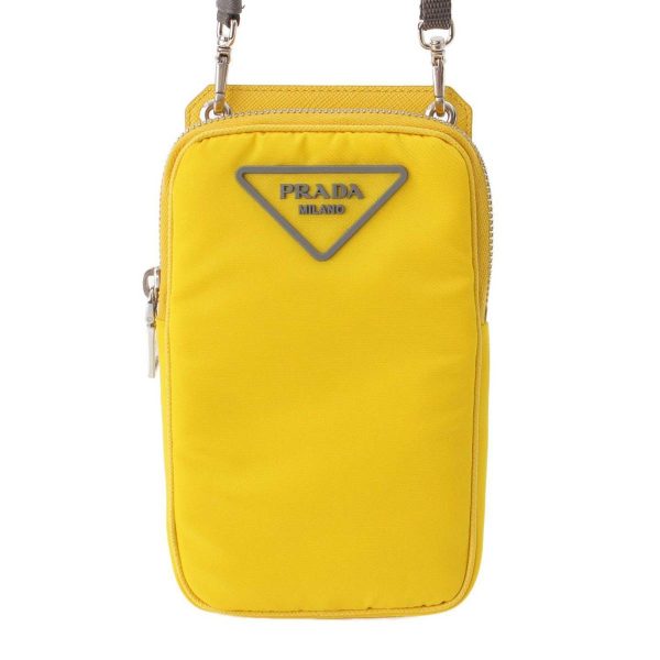 re pra po w 00027 Prada Triangle Logo Nylon Smartphone Case Pouch Sacoche Yellow