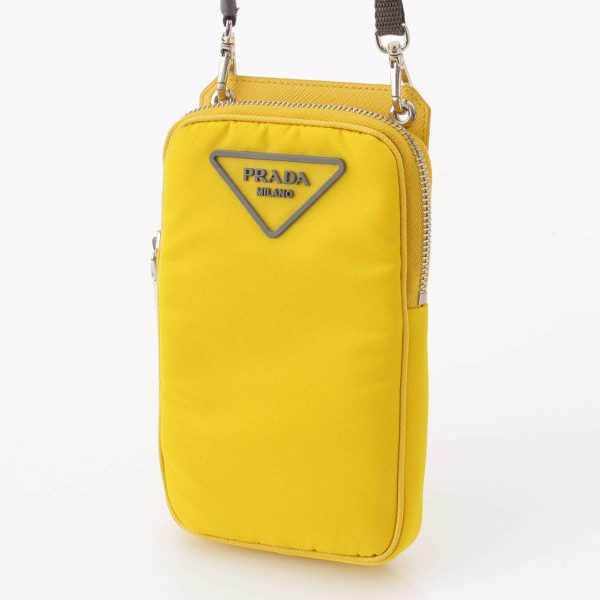 re pra po w 00027 1 Prada Triangle Logo Nylon Smartphone Case Pouch Sacoche Yellow