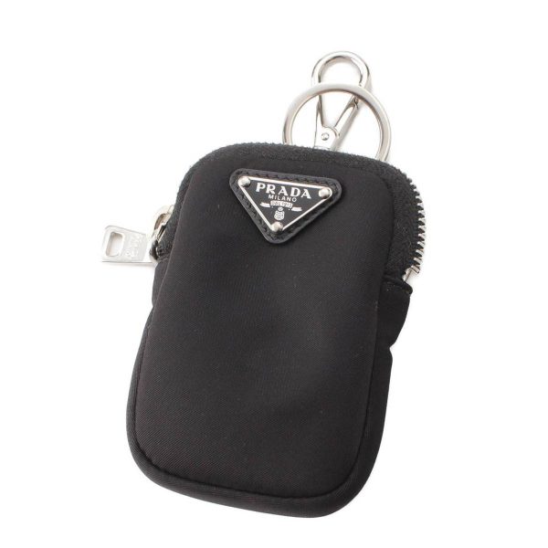 re pra po w 00029 Prada Re Nylon Triangle Logo Plate Pouch Black