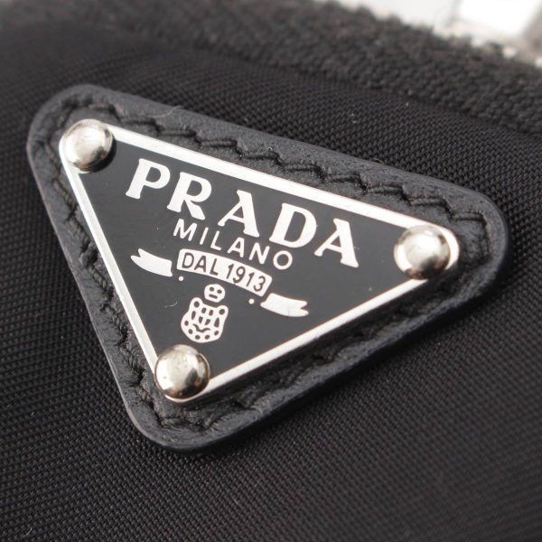 re pra po w 00029 4 Prada Re Nylon Triangle Logo Plate Pouch Black