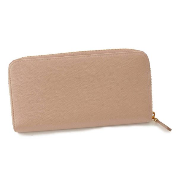 re pra pu w 00064 1 Prada Saffiano Logo Round Zip Wallet Long Wallet Pink