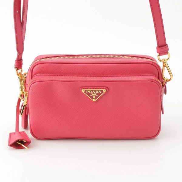 re pra sh w 00205 Prada Saffiano Leather Luxe Camera Shoulder Bag Pink