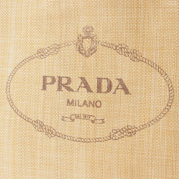 re pra to w 00196 7 Prada Raffia Shopper Bag Resort Limited Logo Print Beige