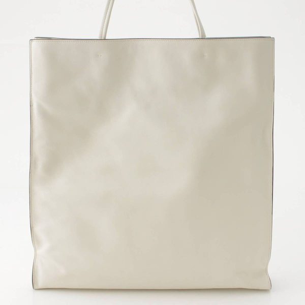 re pra to w 00197 3 Prada Triangle Leather Embossed Tote Bag White