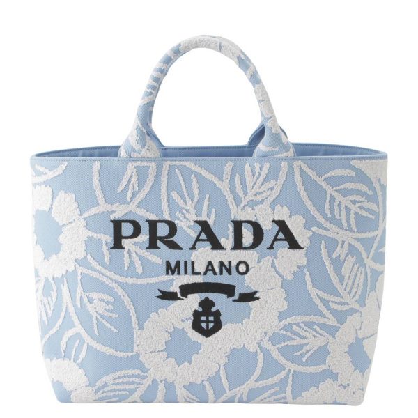 re pra to w 00198 Prada Drill Logo Canvas 2way Tote Bag 1BG399 Blue White