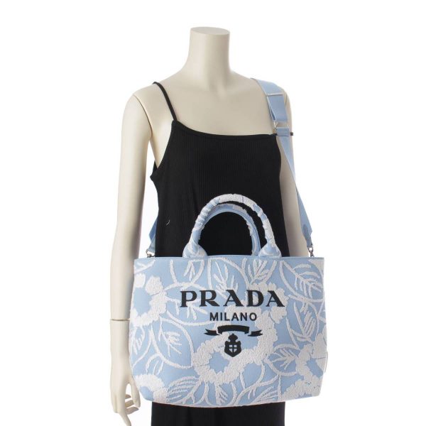 re pra to w 00198 8 Prada Drill Logo Canvas 2way Tote Bag 1BG399 Blue White