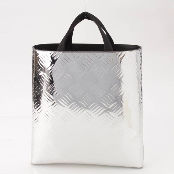 re pra to w 00206 2 Prada brushed leather shopping hand tote bag 2VG113 Silver