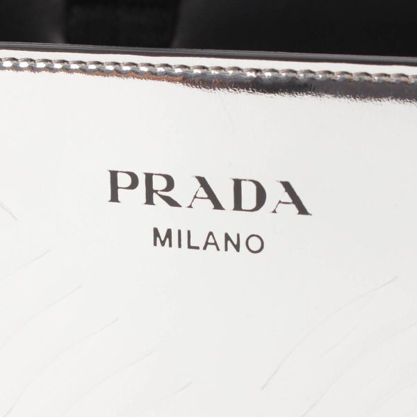 re pra to w 00206 5 Prada brushed leather shopping hand tote bag 2VG113 Silver