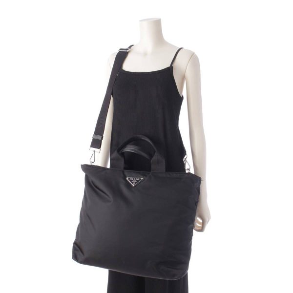 re pra to w 00211 9 Prada Re Nylon Saffiano Nylon 2way Tote Bag Black