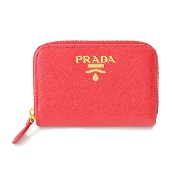 re pra ws w 00015 Prada Saffiano Logo Leather Card Case Business Card Red