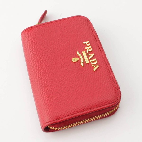 re pra ws w 00015 2 Prada Saffiano Logo Leather Card Case Business Card Red