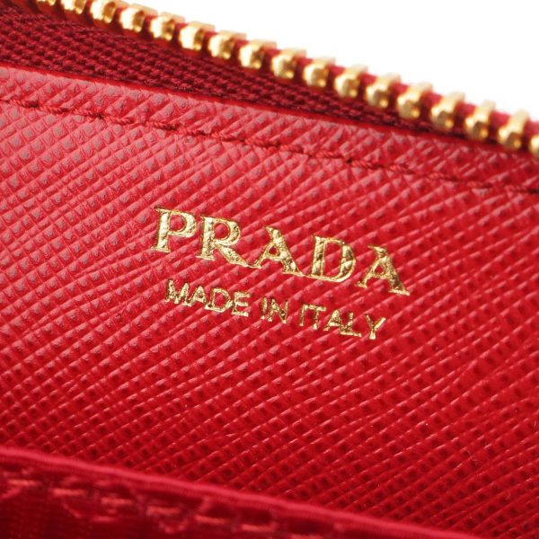 re pra ws w 00015 4 Prada Saffiano Logo Leather Card Case Business Card Red