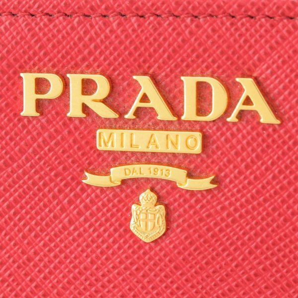 re pra ws w 00015 5 Prada Saffiano Logo Leather Card Case Business Card Red