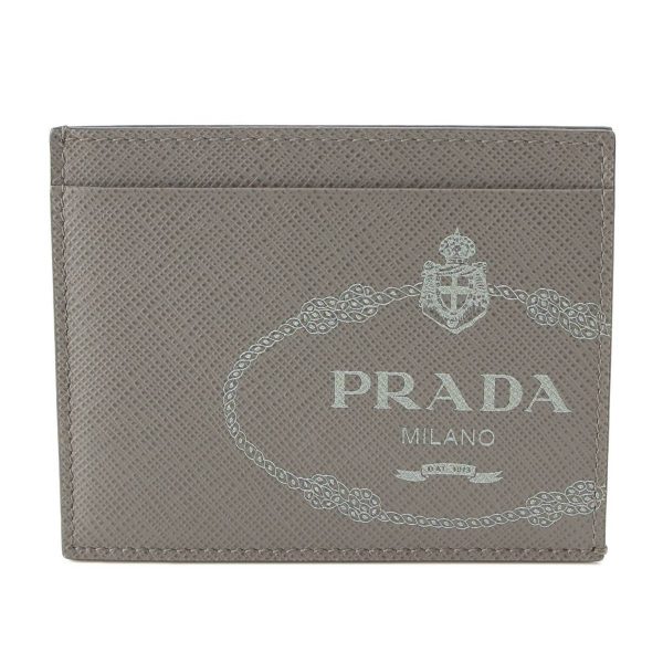 re pra ws w 00016 Prada Saffiano Leather Logo Card Case Pass Case Business Card Holder Gray