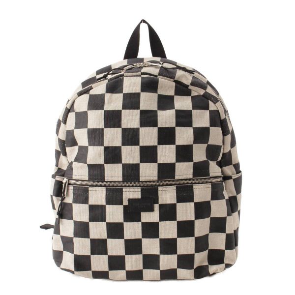 re sat ba w 00005 SAINT LAURENT Checkered Leather Backpack Rucksack Black