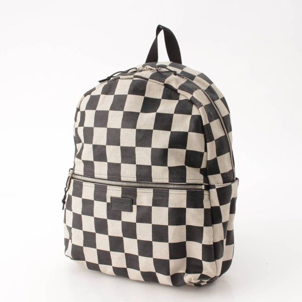 re sat ba w 00005 1 SAINT LAURENT Checkered Leather Backpack Rucksack Black