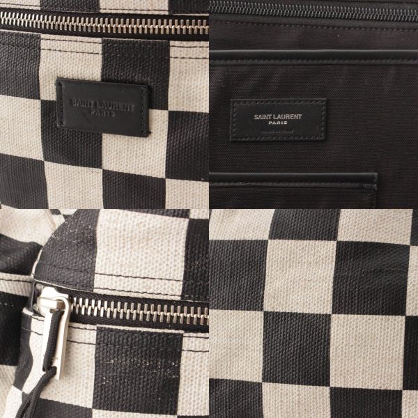 re sat ba w 00005 6 SAINT LAURENT Checkered Leather Backpack Rucksack Black